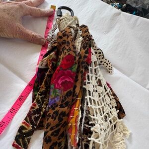 Leopard Print Women's Purse Charm/Key chain with Floral Accents and Lace